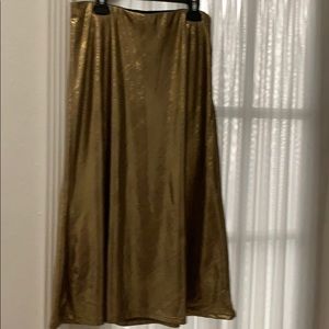 Aqua Metallic Gold Midi Skirt